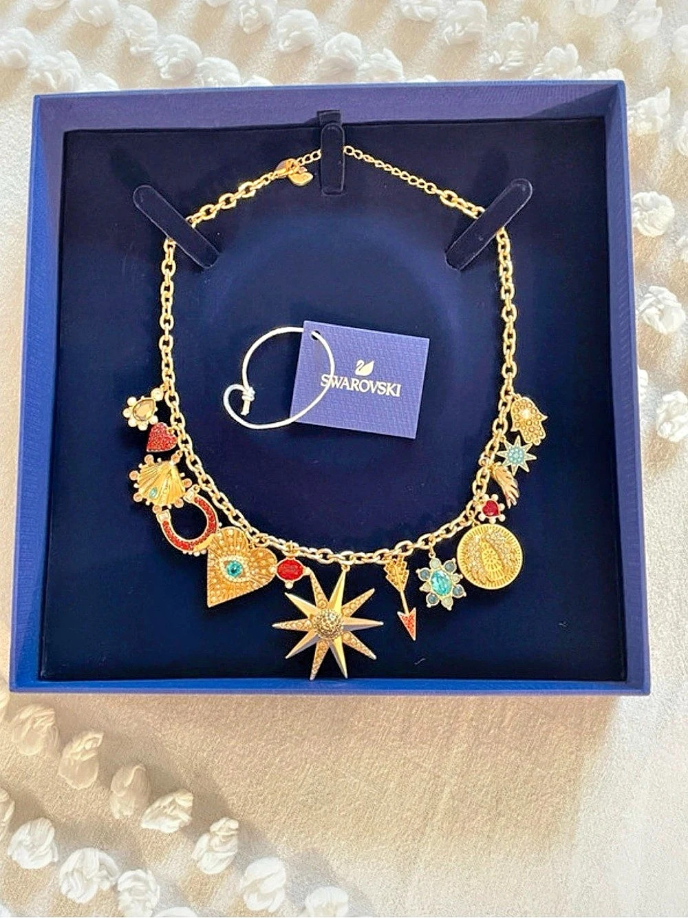 Swarovski Symbolic Charm Necklace Gold & Red